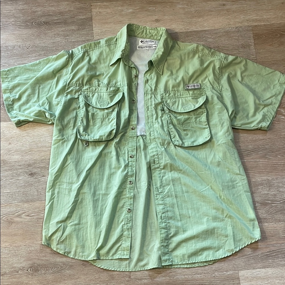 Men's Green Columbia Short Sleeve PFG Shirt